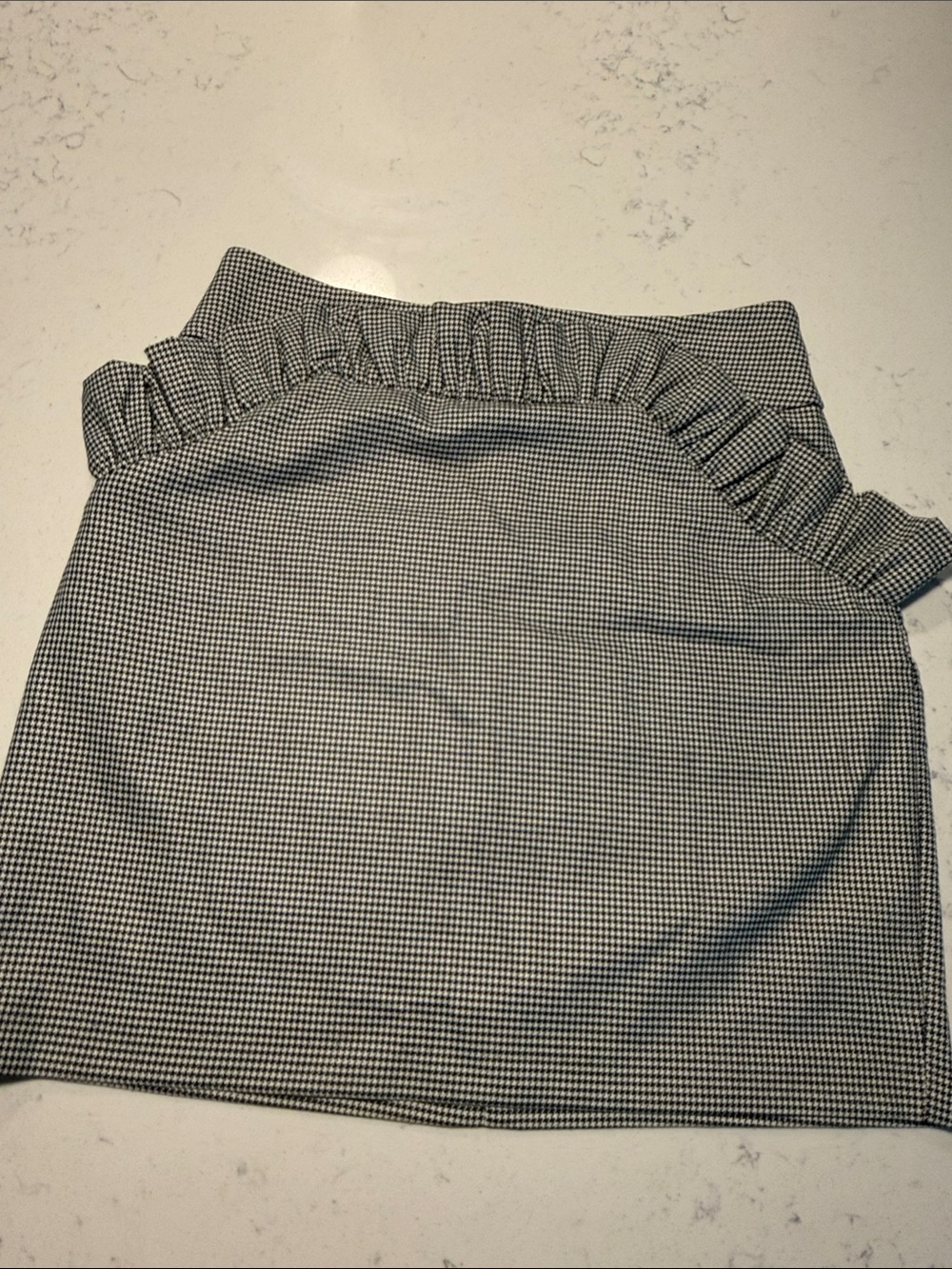 Ruffled Waist Black and White Mini Skirt